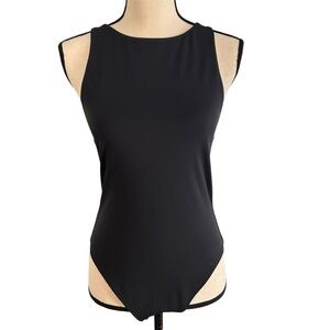 Babaton Black Contour 90s Bodysuit Sleek High Neck Sleeveless size Large